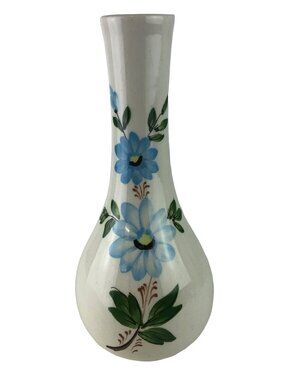 Vintage 1979 F.T.D.A. Sado-Portugal Blue Floral Bud Vase Ceramic